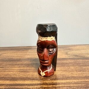 Vintage Hand-Carved Jamaican Wood Bust - "No Problem Vanessa"